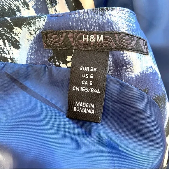 H&M Women’s Dress Size 6 Blue Rose Floral Sleeveless Fit & Flare - Picture 4 of 5